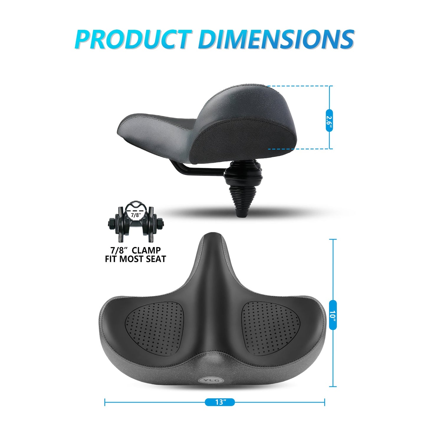 YS 6, YLG Oversize Bike Seat Cushion for Men Women - Extra Memory Foam for  Firm Support-1