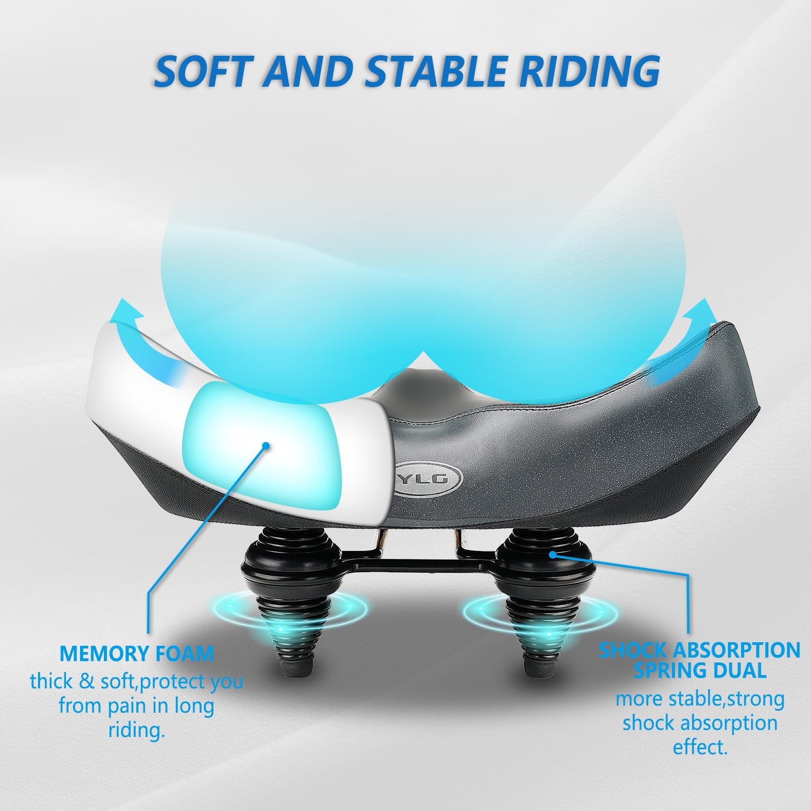 YS 6, YLG Oversize Bike Seat Cushion for Men Women - Extra Memory Foam for  Firm Support-2