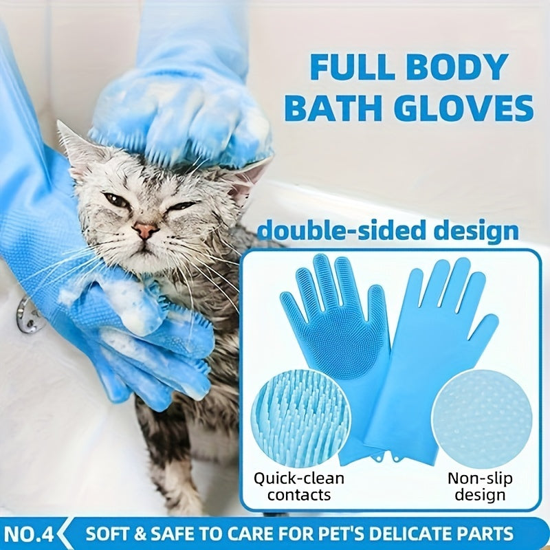 Dog Bath Brush Grooming Kit 6pcs with Gloves & Towel-1