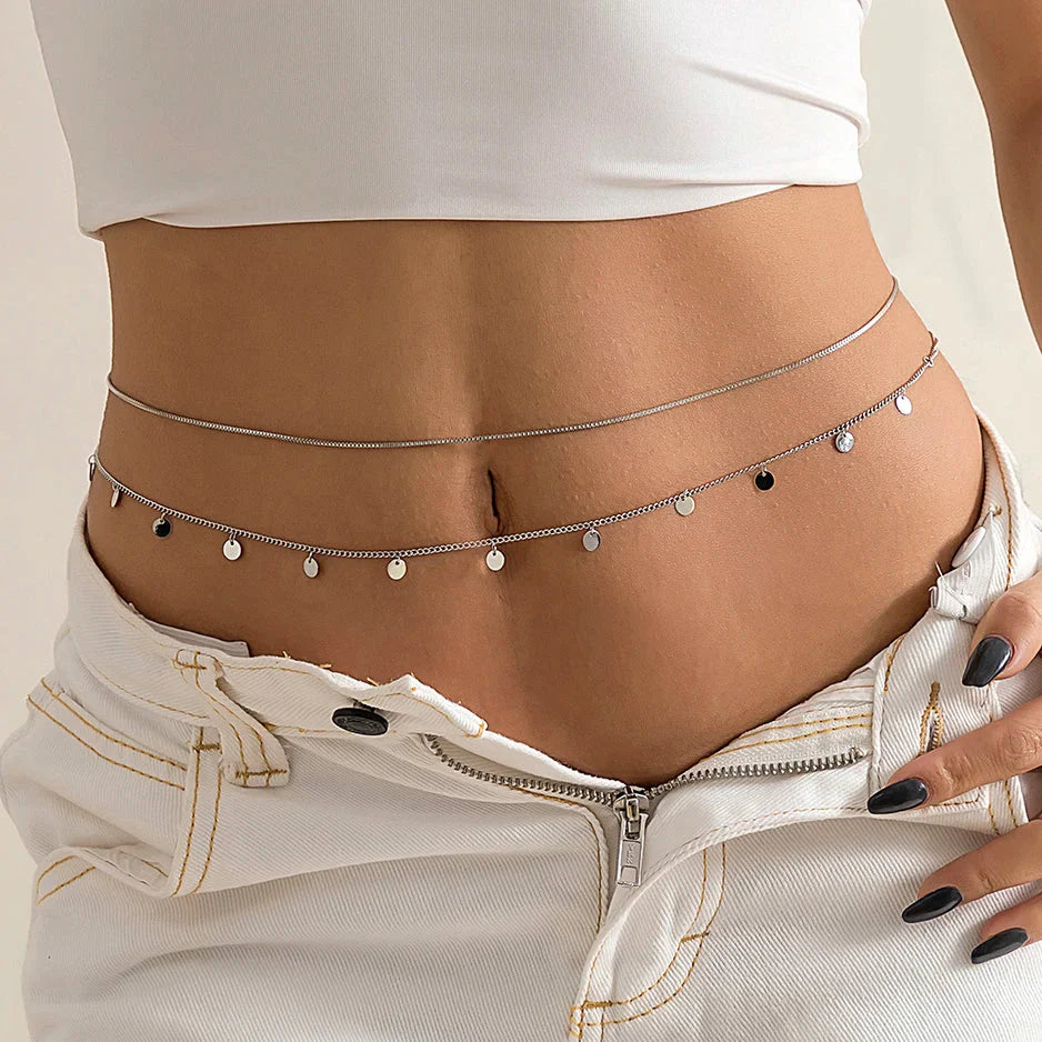 Ingemark Sexy Flat Snake Chain Waist Belly Belt for Women Summer Beach Bikinis Simple Body Chain Festival Jewelry Accessories