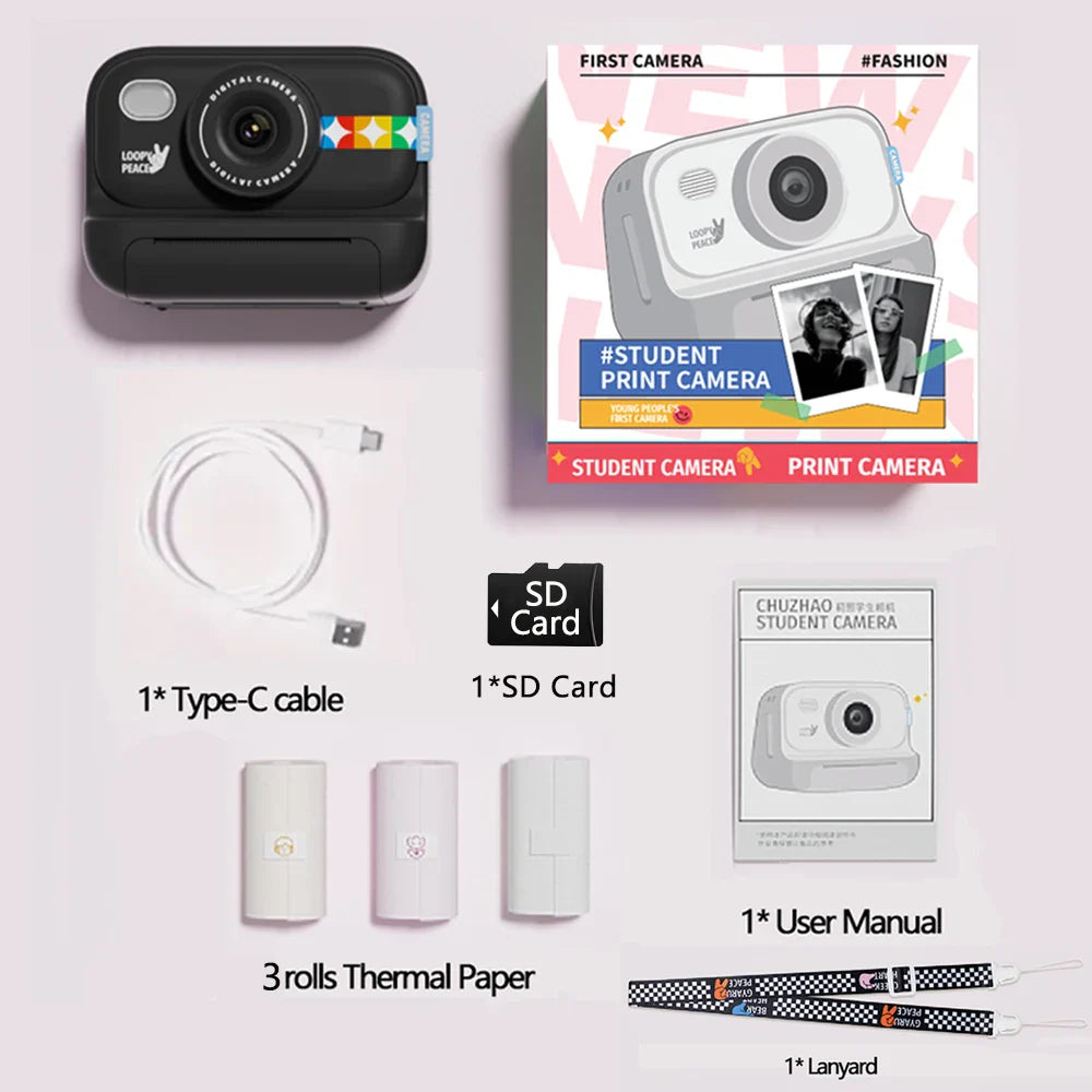 NNEOBA Color Instant Print Camera for Kids Black-3