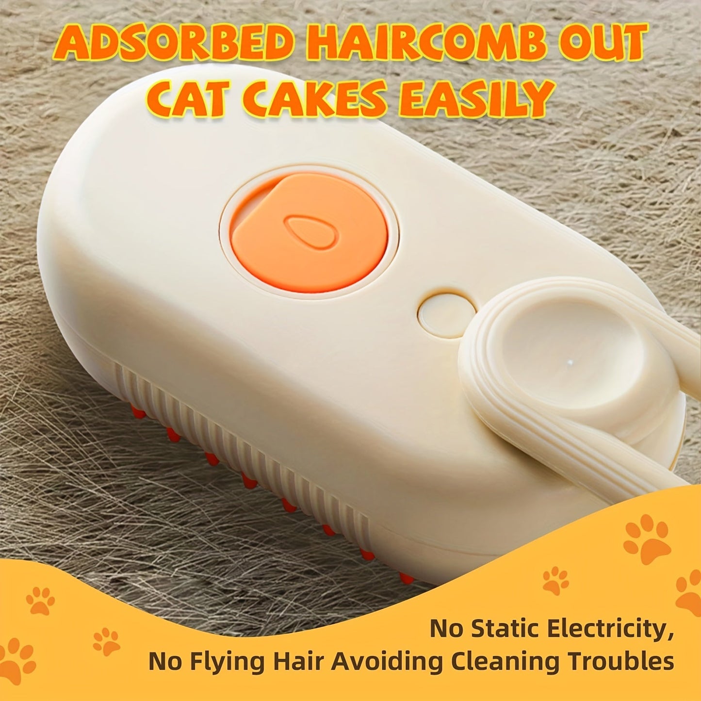 NNETM 3-in-1 Rechargeable Steam Pet Brush for Cats & Dogs-3